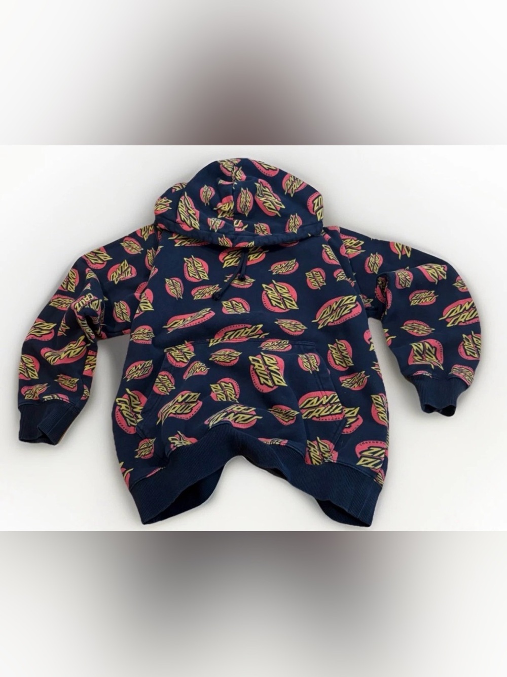 Santa Cruz Hoodie All Over Print AOP Sweater Size Small Skateboarding Black Y2K